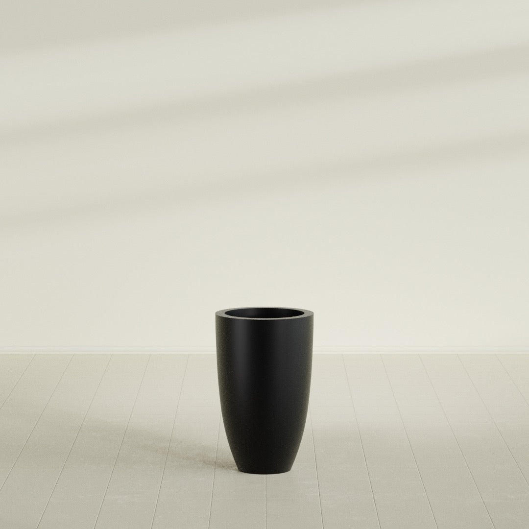 Brannan Medium Round Fiberglass Planter - 18 in x 18 in x 29 in - Matte Black - Matte Black,18 in x 18 in x 29 in