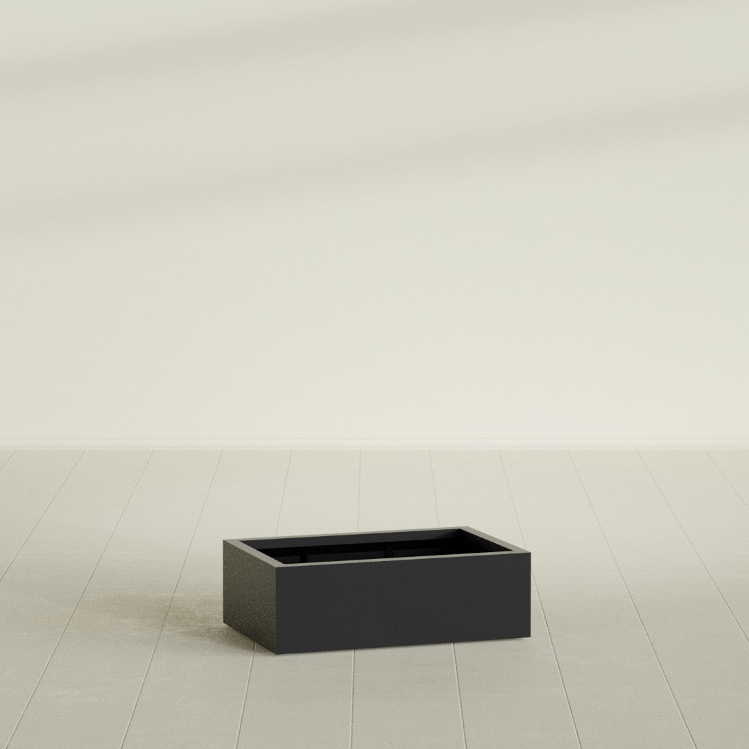 Antwerp Large Long Rectangle Fiberglass Planter - 36 in x 24 in x 12 in - Matte Black - Matte Black,36 in x 24 in x 12 in