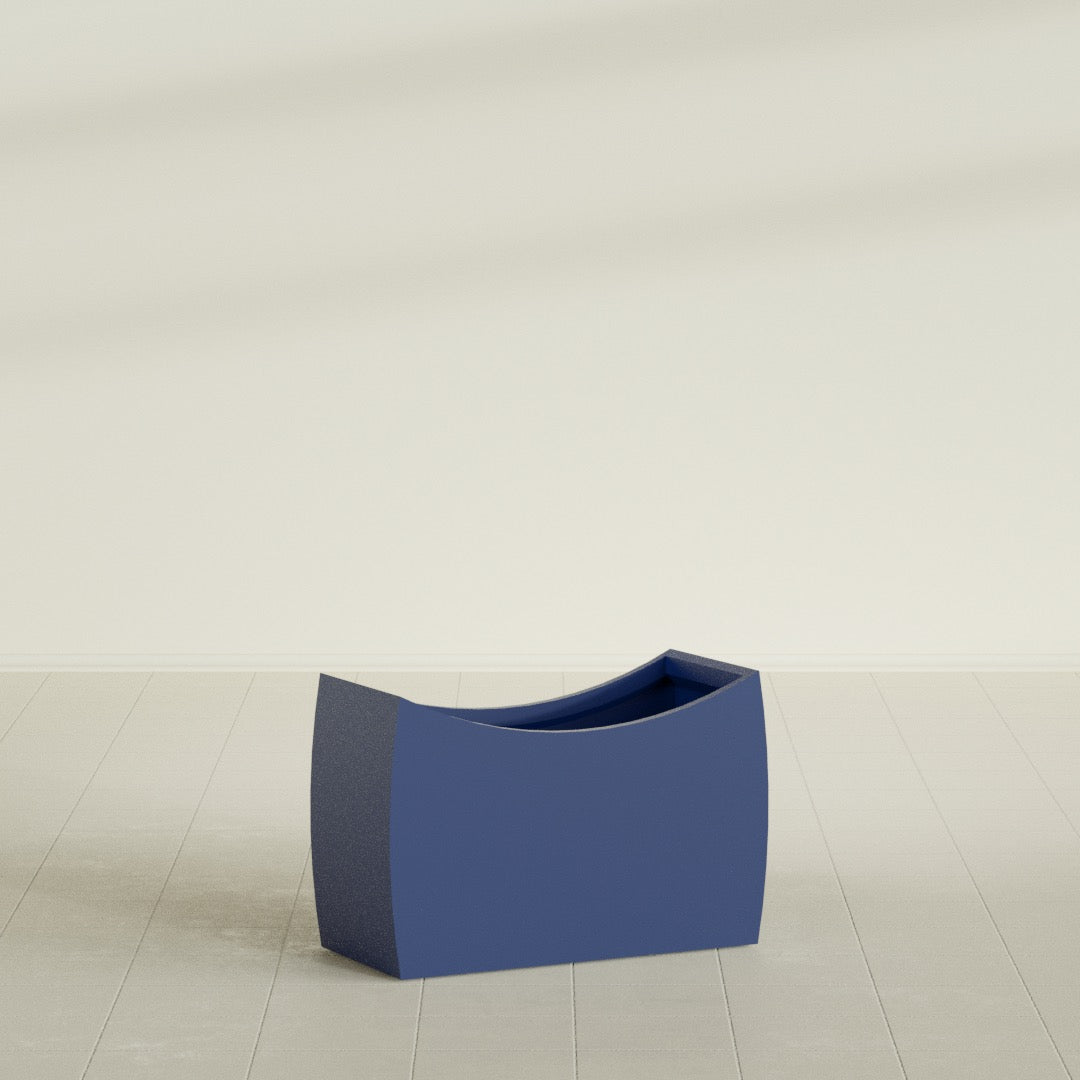 Seoul Large Curved Abstract Fiberglass Planter - 36 in x 16 in x 24 in - Matte Cobalt Blue - Matte Cobalt Blue,36 in x 16 in x 24 in