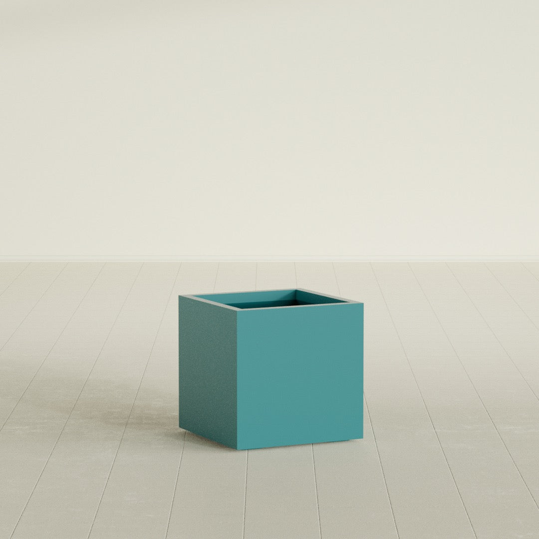 Montroy Medium Cube Square Fiberglass Planter - 20 in x 20 in x 20 in - Satin Sea Foam - Satin Sea Foam,20 in x 20 in x 20 in