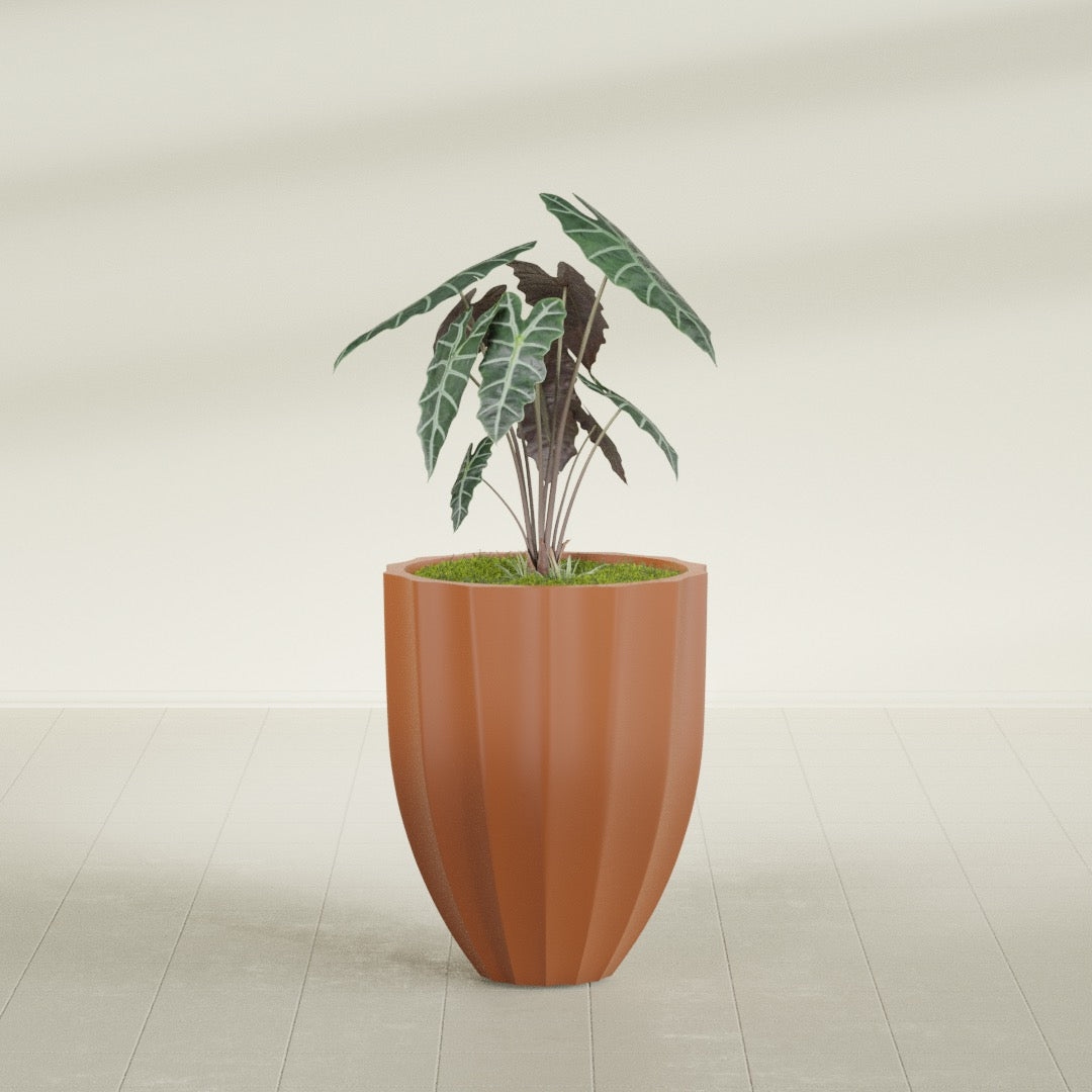 Alicante Medium Round Fiberglass Planter - 22 in x 22 in x 27 in - Matte Terracotta - Matte Terracotta,22 in x 22 in x 27 in