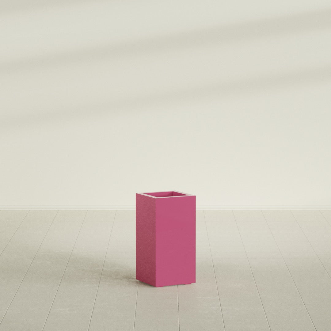 Hollywood Medium Rectangle Fiberglass Planter - 12 in x 12 in x 24 in - Gloss Pink Violet - Gloss Pink Violet,12 in x 12 in x 24 in
