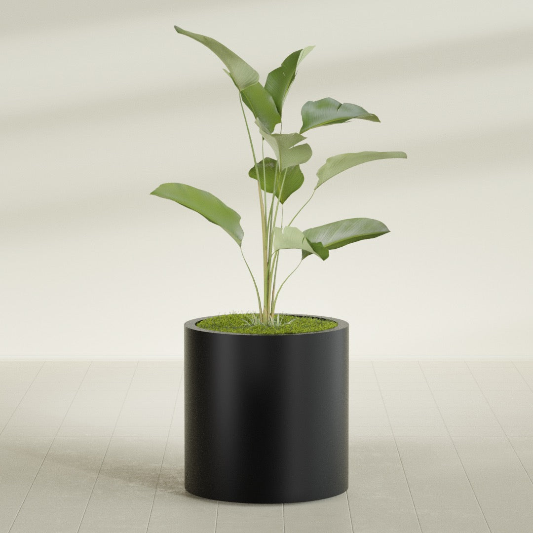 Rio Grande Medium Round Fiberglass Planter - 22 in x 22 in x 22 in - Matte Black - Matte Black,22 in x 22 in x 22 in