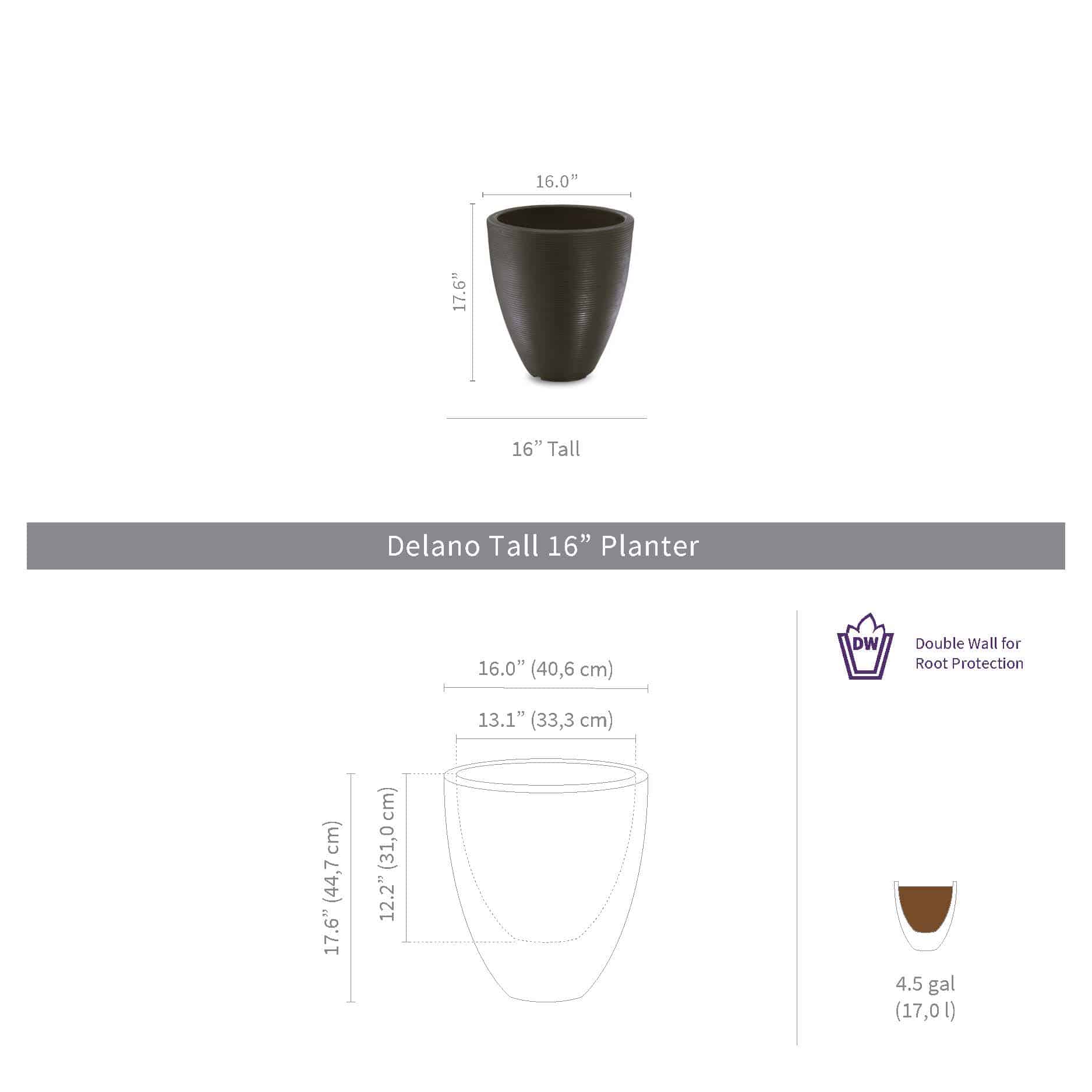 Delano Tall - 16.1in diam. x 17.5in