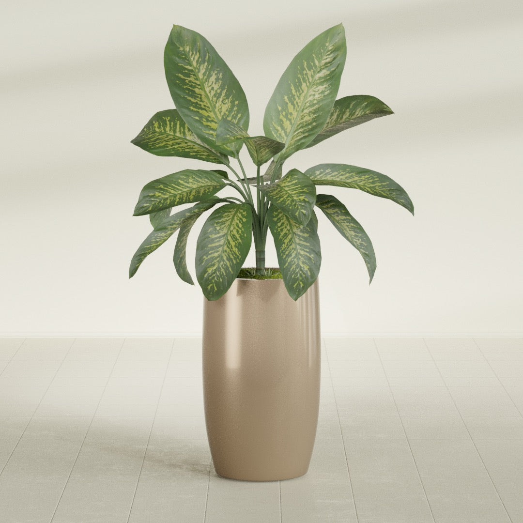 Lisbon Large Round Fiberglass Planter - 18 in x 18 in x 32 in - Metallic Gold - Metallic Gold,18 in x 18 in x 32 in