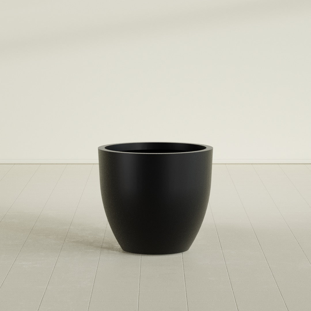 Wannsee Large Round Fiberglass Planter - 33 in x 33 in x 29 in - Matte Black - Matte Black,33 in x 33 in x 29 in