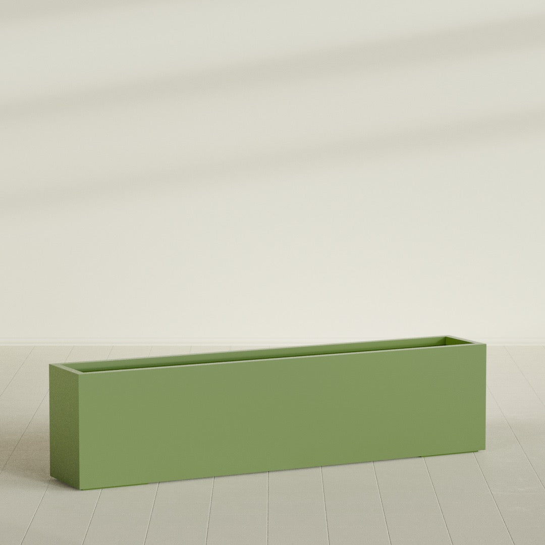 Miami Extra Large Narrow Rectangle Fiberglass Planter - 72 in x 12 in x 18 in - Satin Green - Satin Green,72 in x 12 in x 18 in