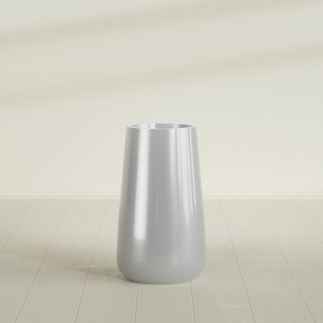 Saigon Extra Large Tapered Round Planter - 19 in x 24 in x 42 in - Metallic Silver - Metallic Silver,19.2 in x 24.2 in x 42 in