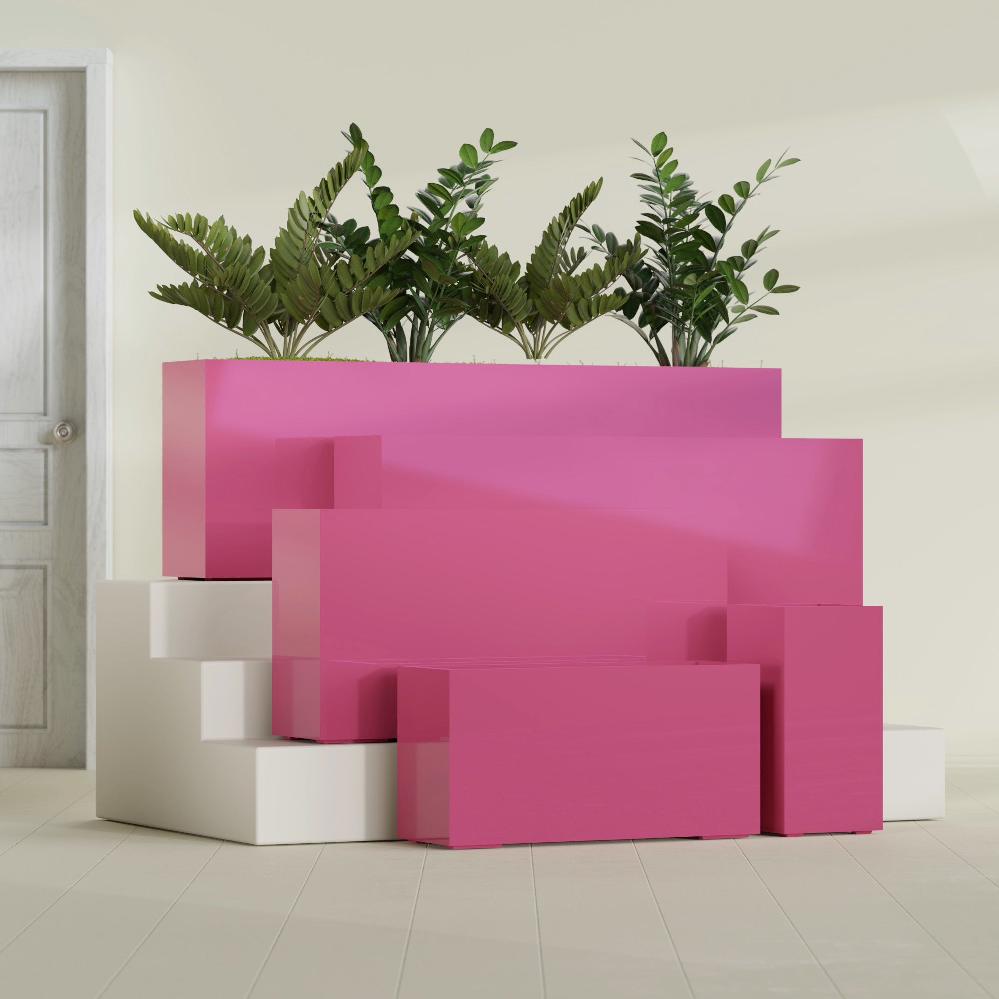 Hollywood Extra Large Narrow Rectangle Fiberglass Planter - 60 in x 12 in x 24 in - Gloss Pink Violet - Gloss Pink Violet,60 in x 12 in x 24 in