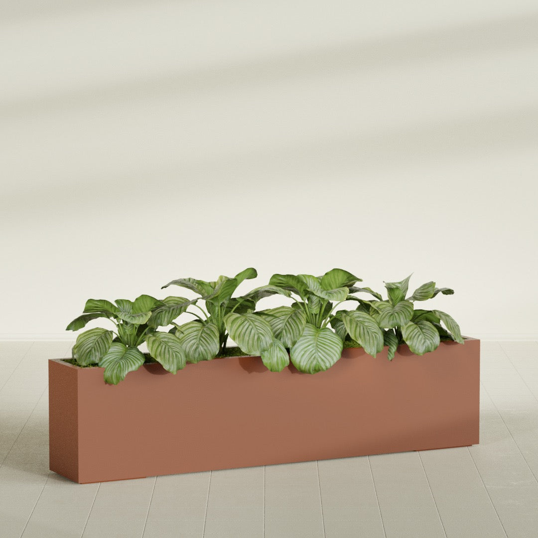 Miami Extra Large Narrow Rectangle Fiberglass Planter - 72 in x 12 in x 18 in - Matte Terracotta - Matte Terracotta,72 in x 12 in x 18 in
