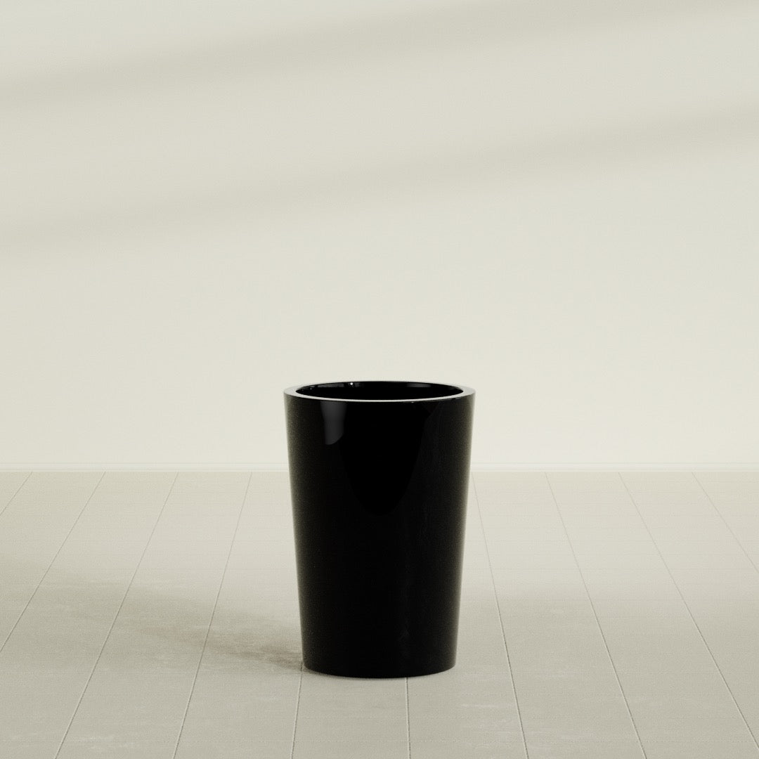 Tegel Medium Round Fiberglass Planter - 18 in x 18 in x 26 in - Gloss Black - Gloss Black,18 in x 18 in x 26 in