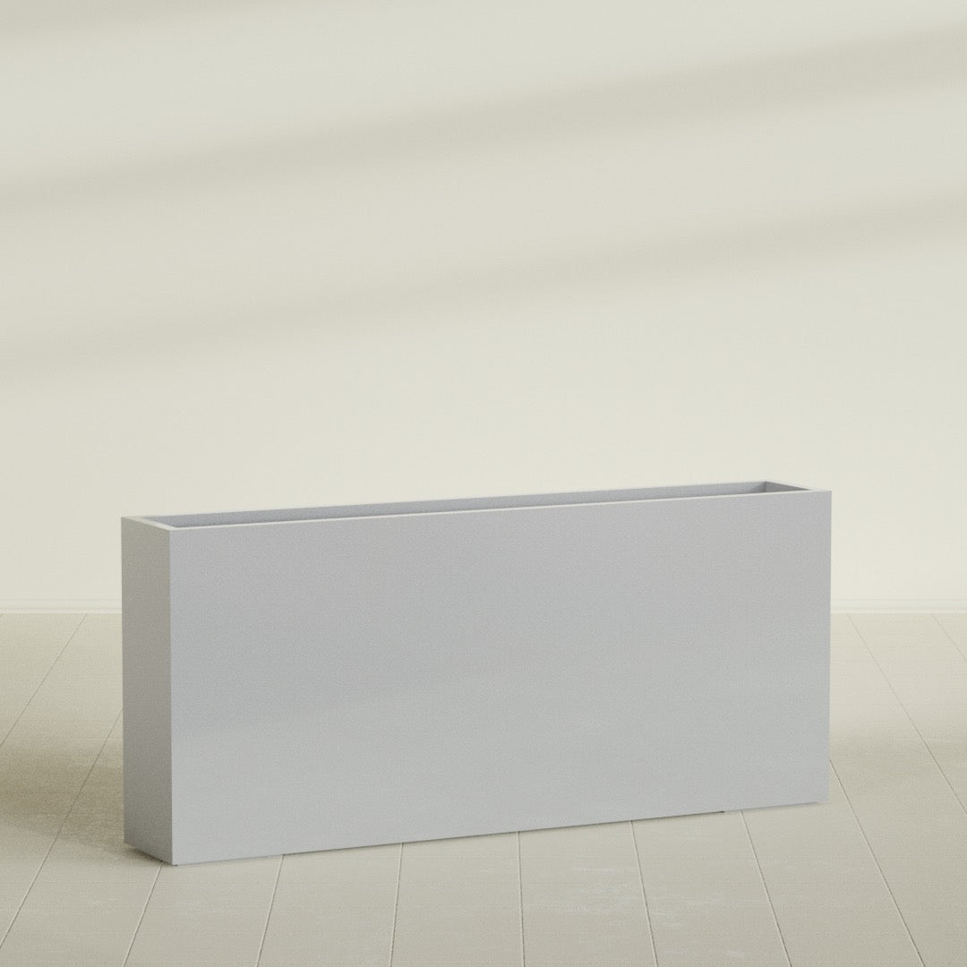 Delray Extra Large Long Rectangle Fiberglass Planter - 72 in x 12 in x 32 in - Metallic Silver - Metallic Silver,72 in x 12 in x 32 in
