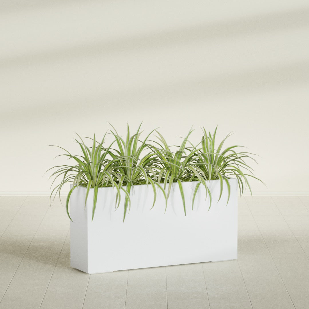 Hollywood Extra Large Narrow Rectangle Fiberglass Planter - 48 in x 12 in x 24 in - Gloss White - Gloss White,48 in x 12 in x 24 in