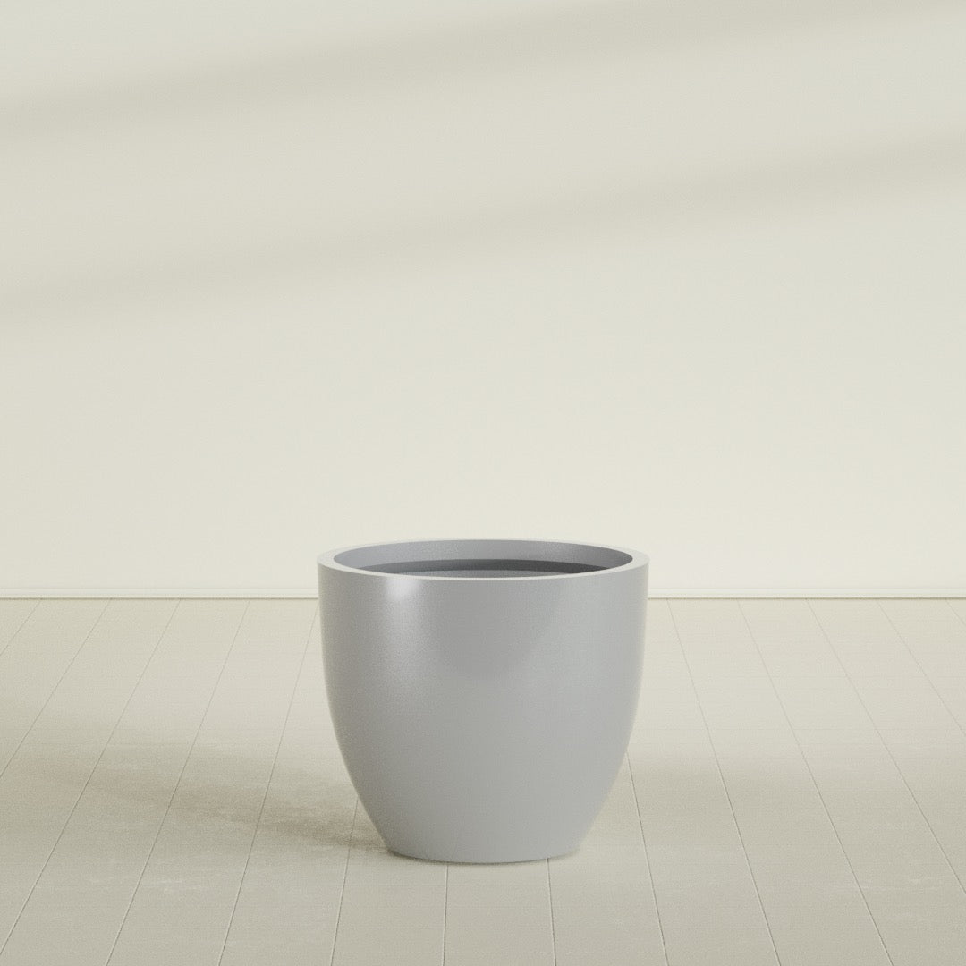 Wannsee Large Round Fiberglass Planter - 39 in x 39 in x 34 in - Metallic Silver - Metallic Silver,39 in x 39 in x 34 in