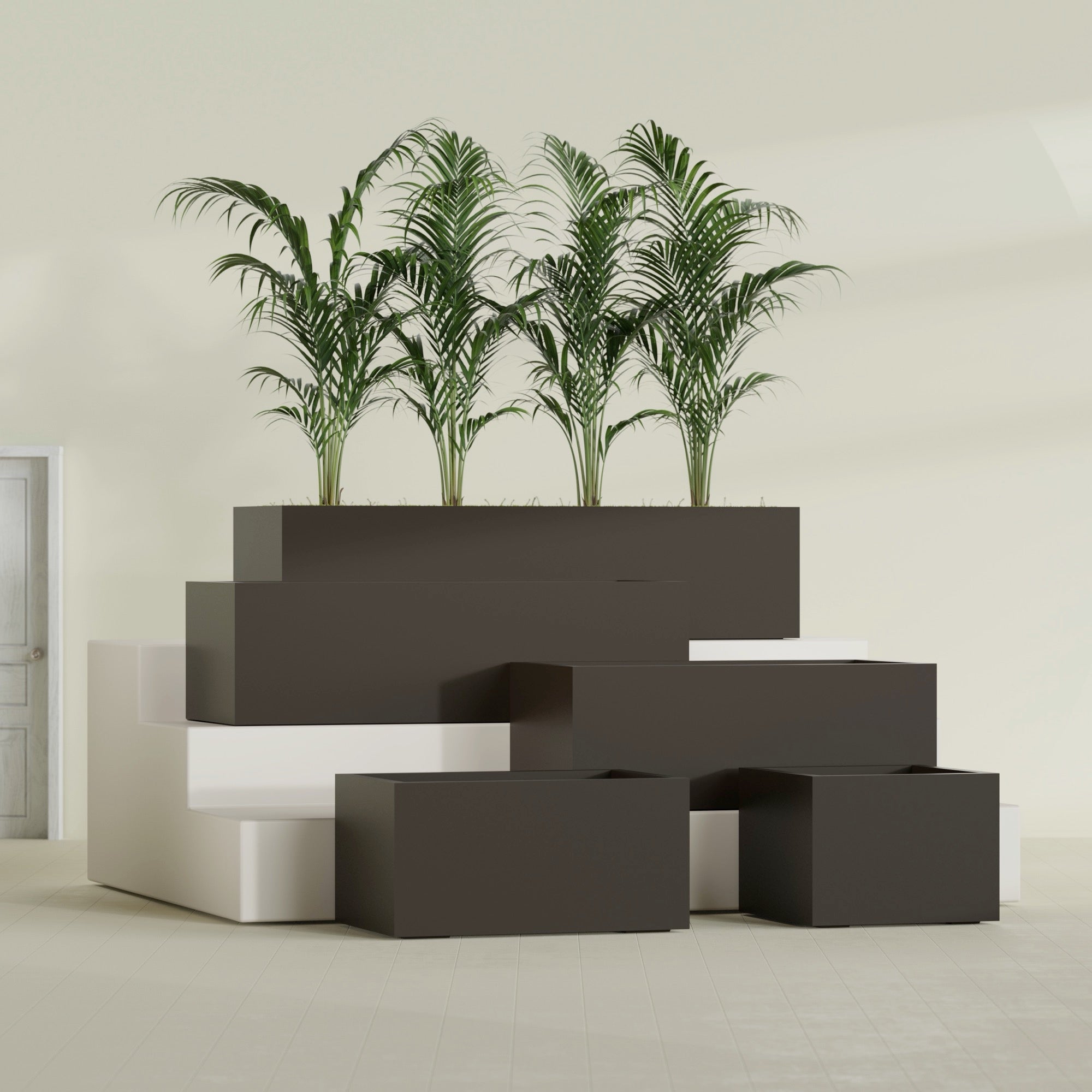 Torino Extra Large Wide Rectangle Fiberglass Planter - 48 in x 24 in x 18 in - Matte Brown - Matte Brown,48 in x 24 in x 18 in