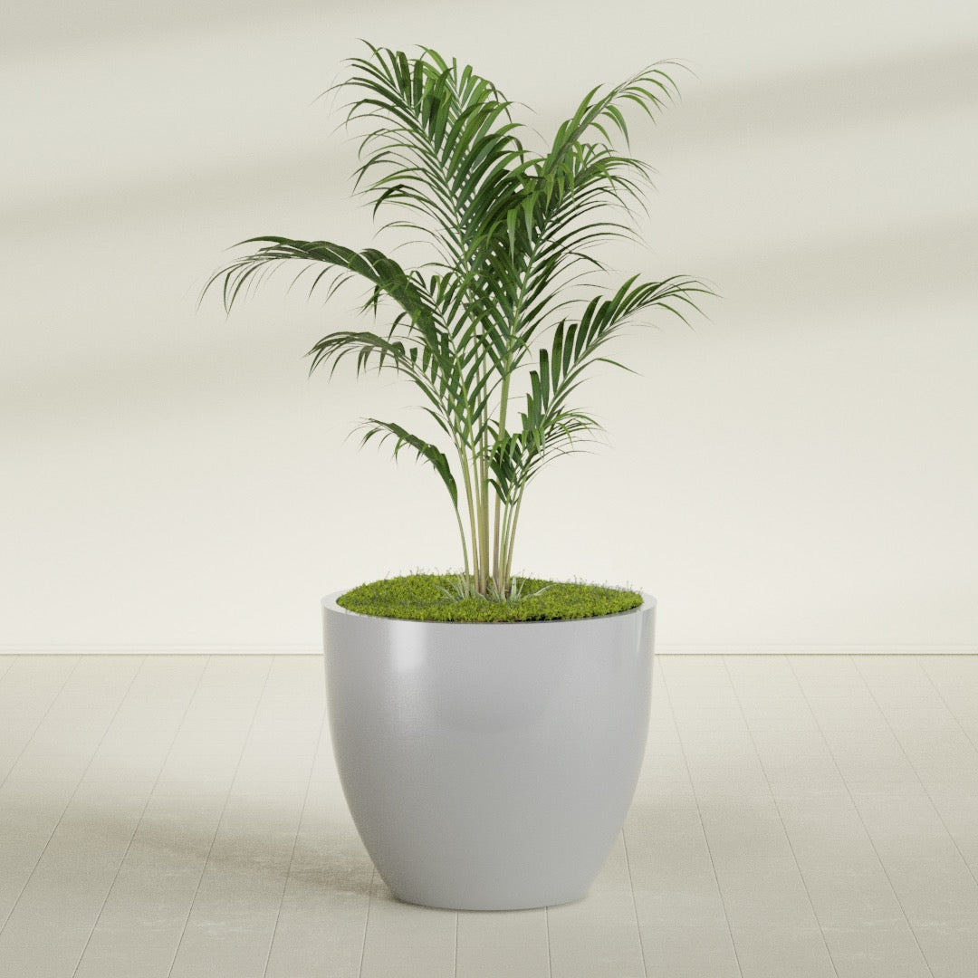 Wannsee Large Round Fiberglass Planter - 44 in x 44 in x 39 in - Metallic Silver - Metallic Silver,44 in x 44 in x 39 in