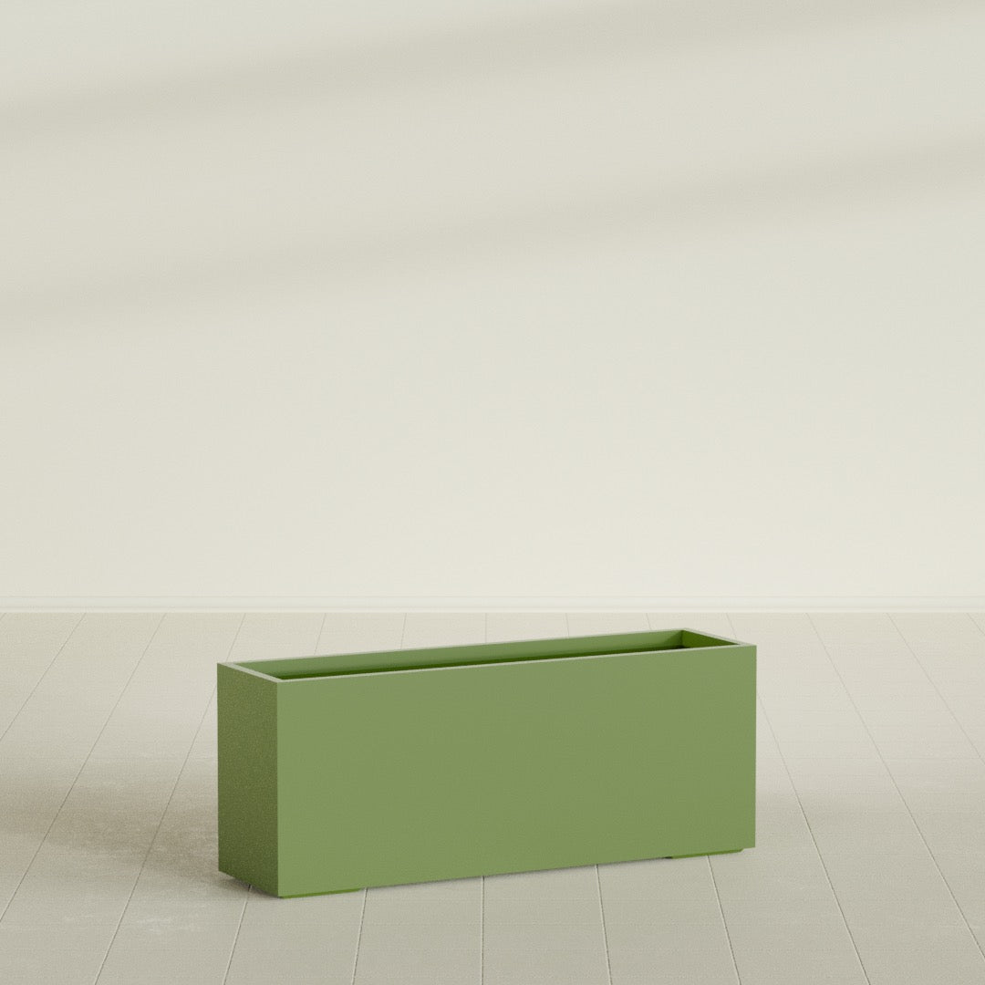 Tolga Extra Large Long Rectangle Fiberglass Planter - 60 in x 16 in x 24 in - Satin Green - Satin Green,60 in x 16 in x 24 in
