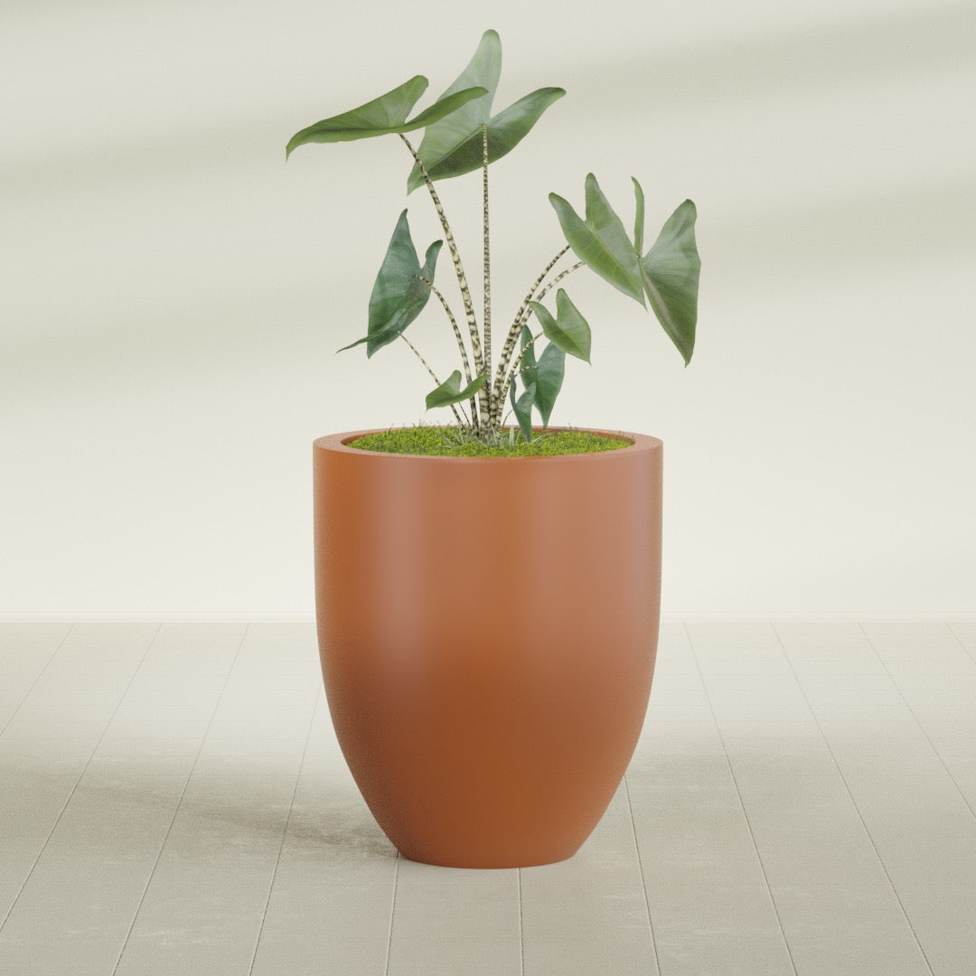 Valencia Large Round Fiberglass Planter - 27 in x 27 in x 31 in - Matte Terracotta - Matte Terracotta,27 in x 27 in x 31 in
