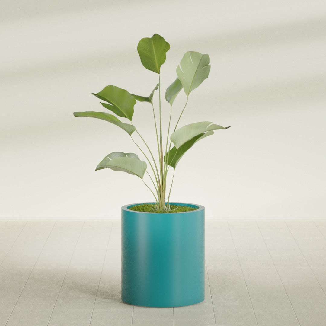 Rio Grande Medium Round Fiberglass Planter - 18 in x 18 in x 20 in - Satin Sea Foam - Satin Sea Foam,18 in x 18 in x 20 in