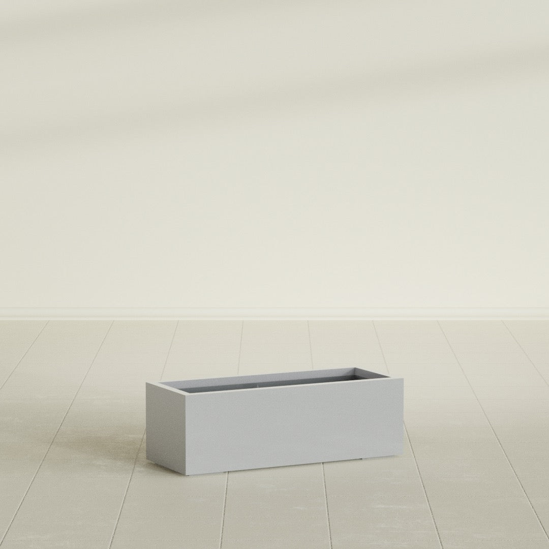 Cuba Large Long Rectangle Fiberglass Planter - 36 in x 14 in x 12 in - Metallic Silver - Metallic Silver,36 in x 14 in x 12 in