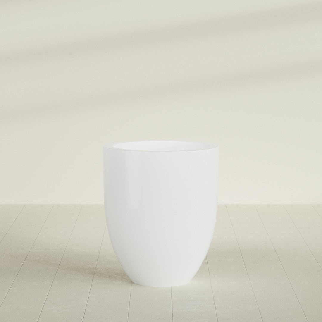 Valencia Large Round Fiberglass Planter - 27 in x 27 in x 31 in - Matte White - Matte White,27 in x 27 in x 31 in