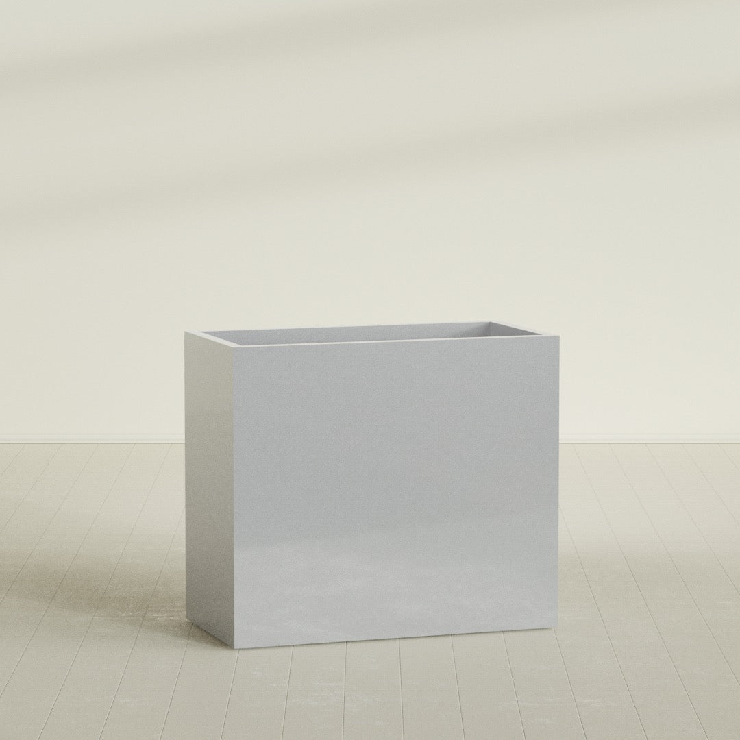 Darwin Extra Large Rectangle Fiberglass Planter - 48 in x 24 in x 42 in - Metallic Silver - Metallic Silver,48 in x 24 in x 42 in