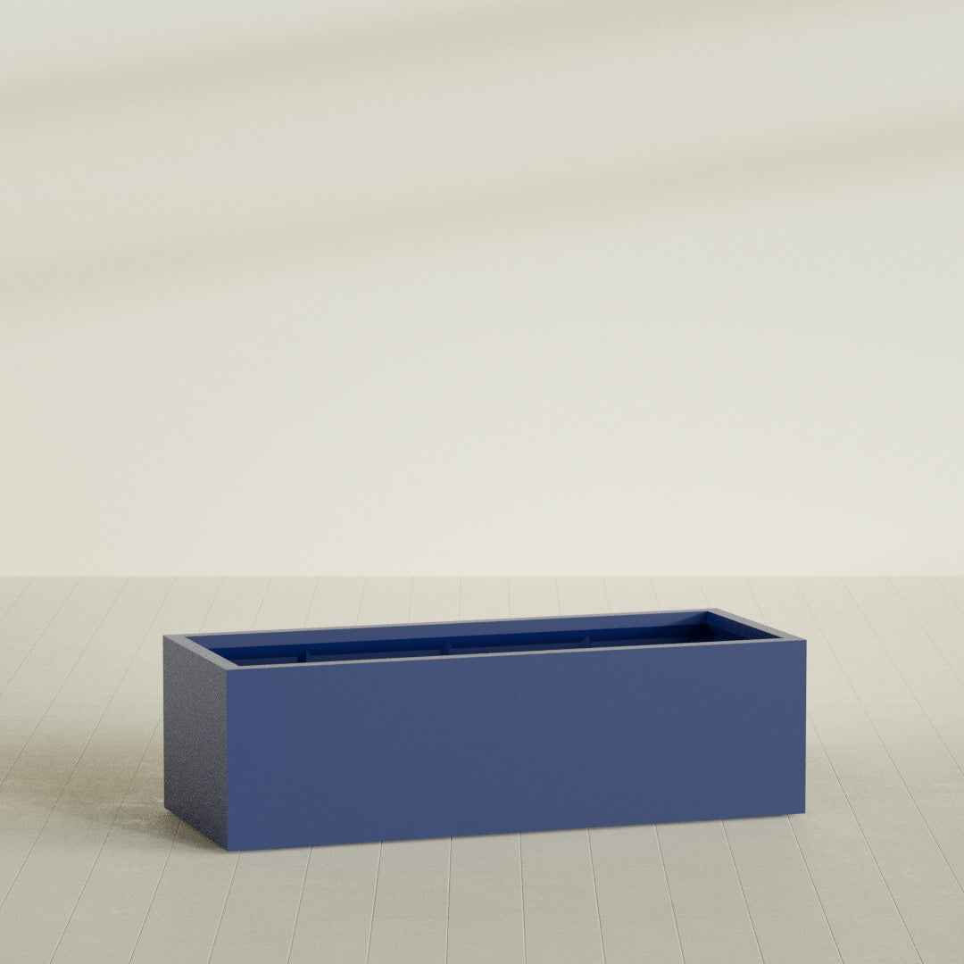 Torino Extra Large Wide Rectangle Fiberglass Planter - 60 in x 24 in x 18 in - Matte Cobalt Blue - Matte Cobalt Blue,60 in x 24 in x 18 in