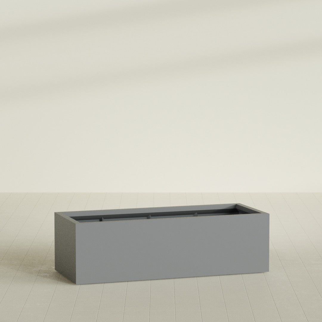 Torino Extra Large Wide Rectangle Fiberglass Planter - 60 in x 24 in x 18 in - Metallic Gunmetal - Metallic Gunmetal,60 in x 24 in x 18 in