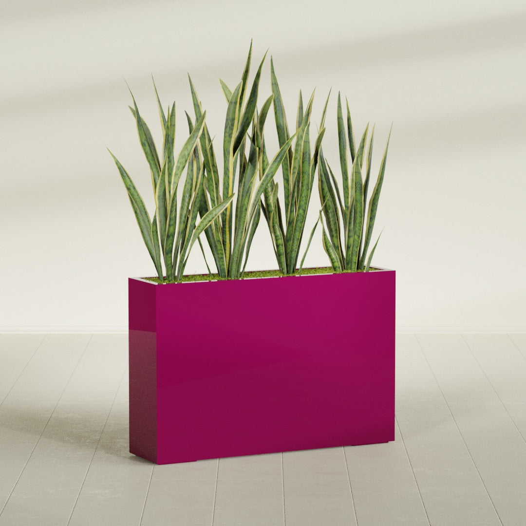 Delray Extra Large Long Rectangle Fiberglass Planter - 48 in x 12 in x 32 in - Gloss Eggplant - Gloss Eggplant,48 in x 12 in x 32 in