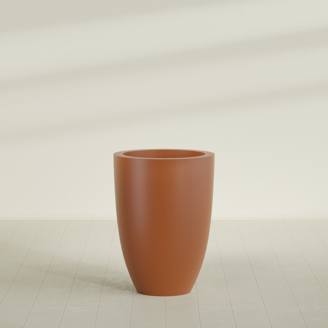 Brannan Large Round Fiberglass Planter - 30 in x 30 in x 41 in - Matte Terracotta - Matte Terracotta,30 in x 30 in x 41 in