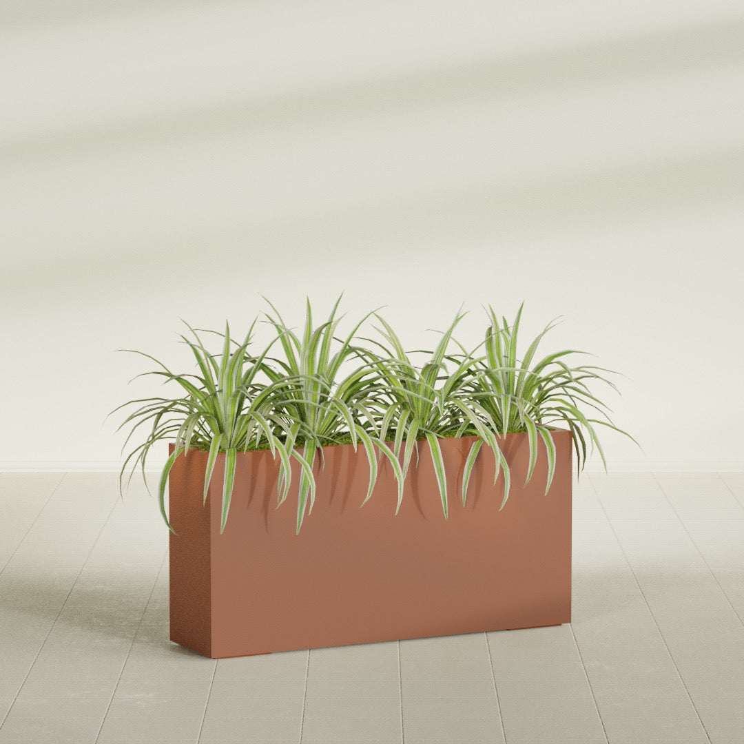 Hollywood Extra Large Narrow Rectangle Fiberglass Planter - 48 in x 12 in x 24 in - Matte Terracotta - Matte Terracotta,48 in x 12 in x 24 in