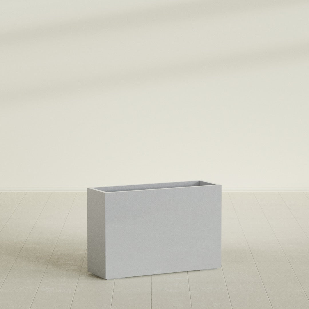 Potsdam Extra Large Long Rectangle Fiberglass Planter - 48 in x 16 in x 32 in - Metallic Silver - Metallic Silver,48 in x 16 in x 32 in