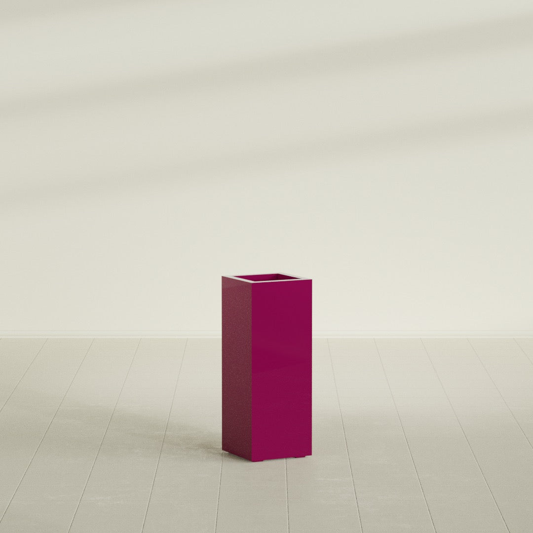 Delray Large Tall Rectangle Fiberglass Planter - 12 in x 12 in x 32 in - Gloss Eggplant - Gloss Eggplant,12 in x 12 in x 32 in