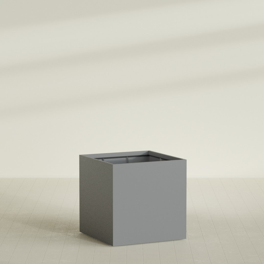Montroy Extra Large Cube Square Fiberglass Planter - 48 in x 48 in x 48 in - Metallic Gunmetal - Metallic Gunmetal,48 in x 48 in x 48 in
