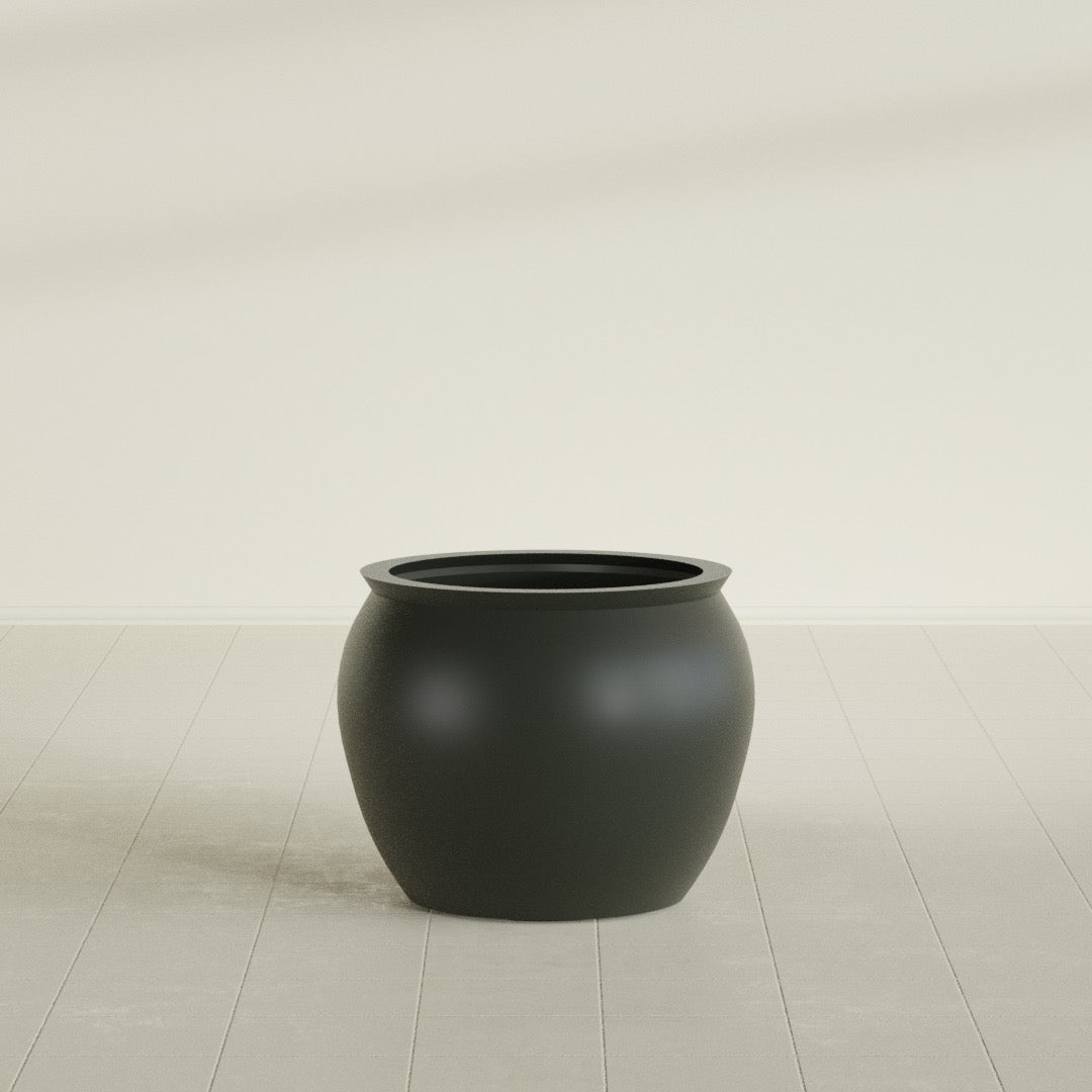 Fishbowl Medium Round Fiberglass Planter - 21.5 in x 21.5 in x 19 in - Matte Charcoal - Matte Charcoal,21.5 in x 21.5 in x 19 in