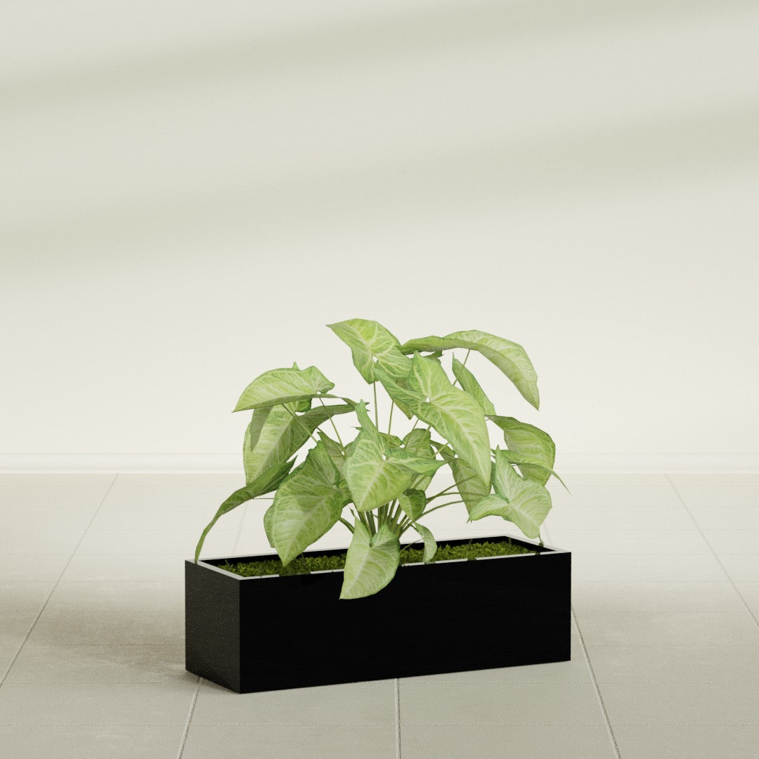 Reade Small Tabletop Rectangle Fiberglass Planter - 14 in x 5 in x 4.3 in - Gloss Black - Gloss Black,14 in x 5 in x 4.3 in