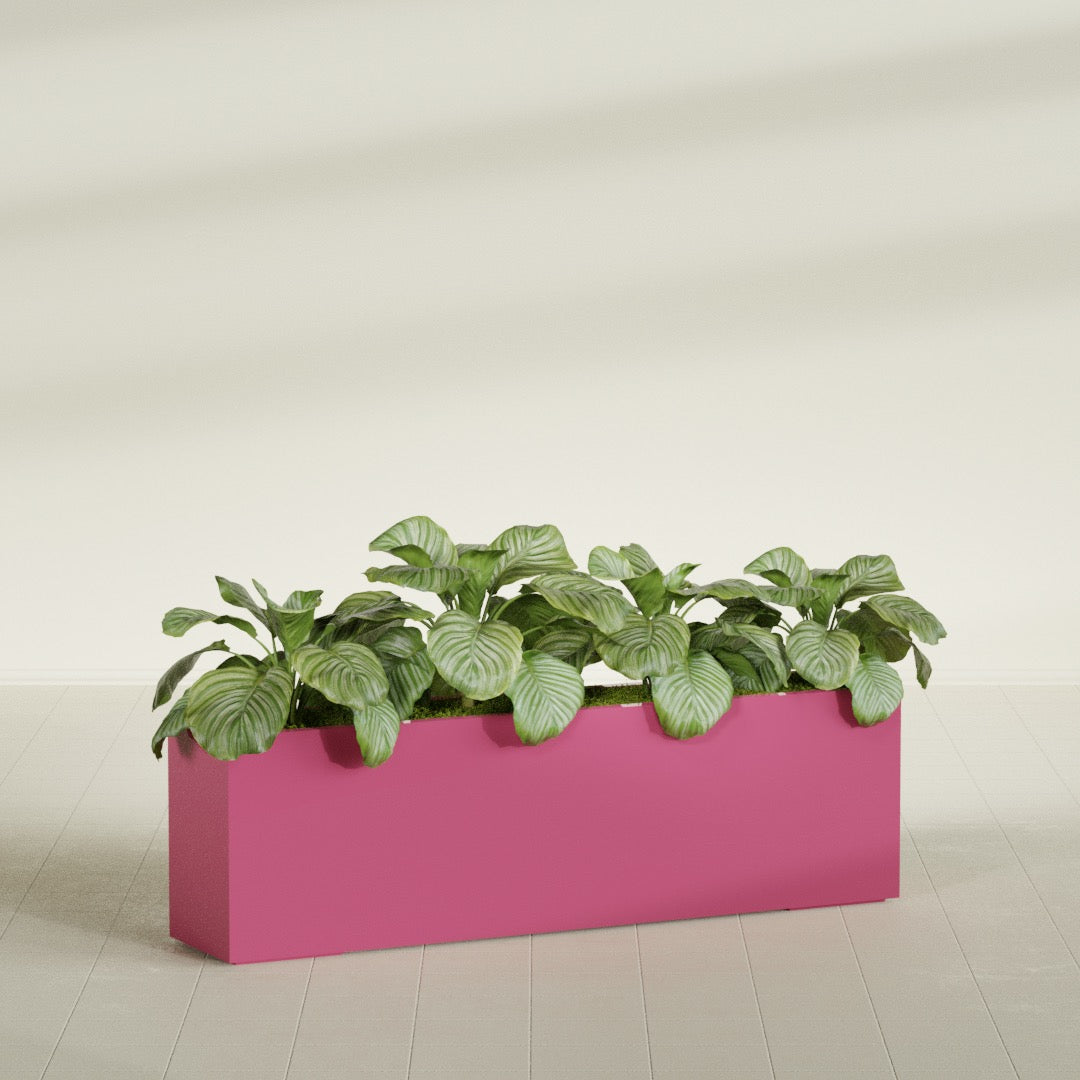 Miami Extra Large Narrow Rectangle Fiberglass Planter - 60 in x 12 in x 18 in - Gloss Pink Violet - Gloss Pink Violet,60 in x 12 in x 18 in