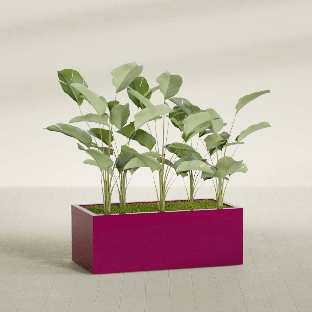 Torino Extra Large Wide Rectangle Fiberglass Planter - 48 in x 24 in x 18 in - Gloss Eggplant - Gloss Eggplant,48 in x 24 in x 18 in