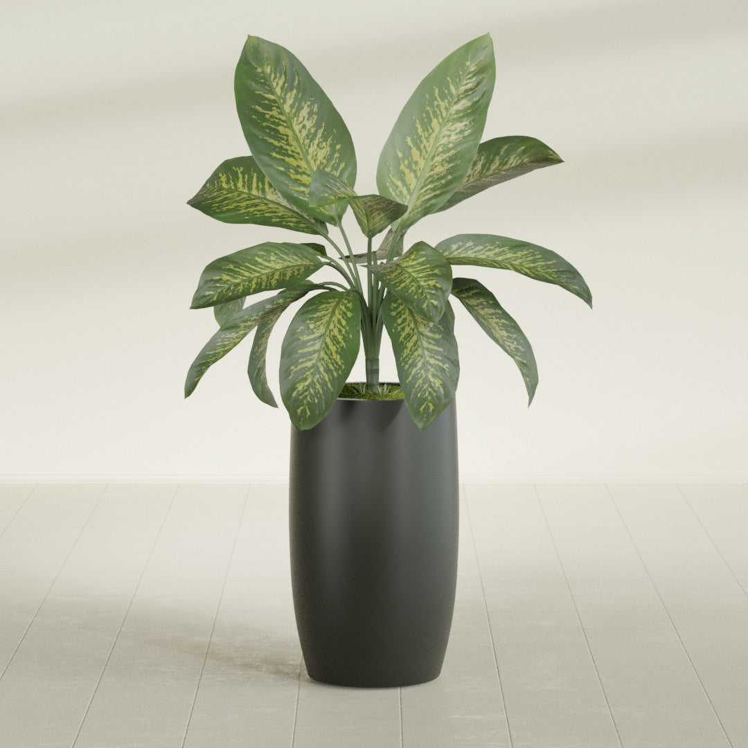 Lisbon Large Round Fiberglass Planter - 18 in x 18 in x 32 in - Matte Charcoal - Matte Charcoal,18 in x 18 in x 32 in