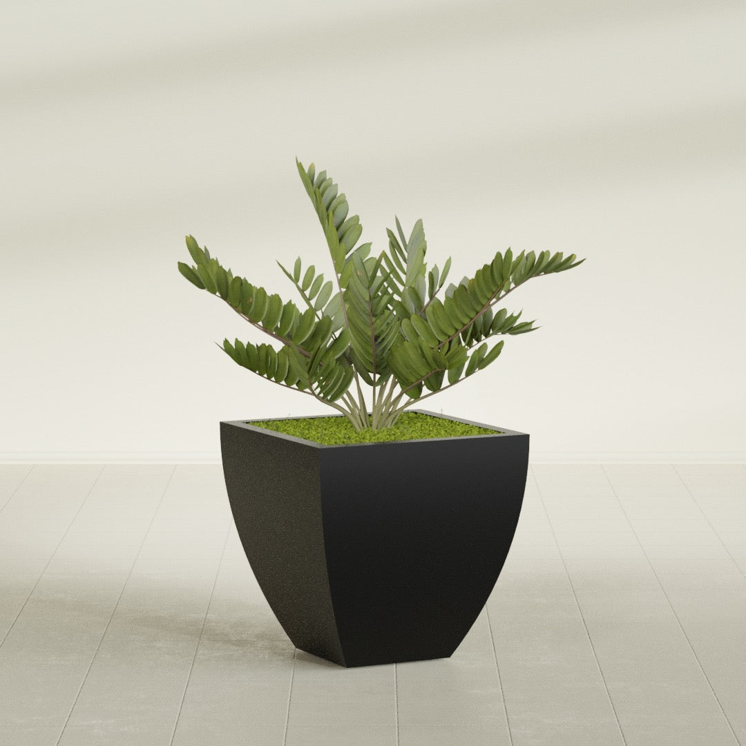 Lima Medium Tapered Square Fiberglass Planter - 24 in x 24 in x 24 in - Matte Black - Matte Black,24 in x 24 in x 24 in