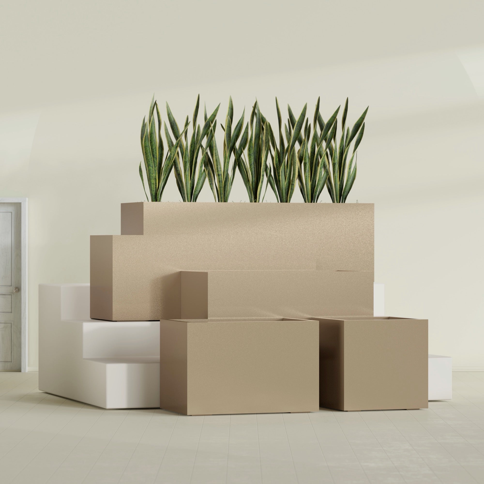 Granada Extra Large Long Rectangle Fiberglass Planter - 72 in x 24 in x 24 in - Metallic Gold - Metallic Gold,72 in x 24 in x 24 in
