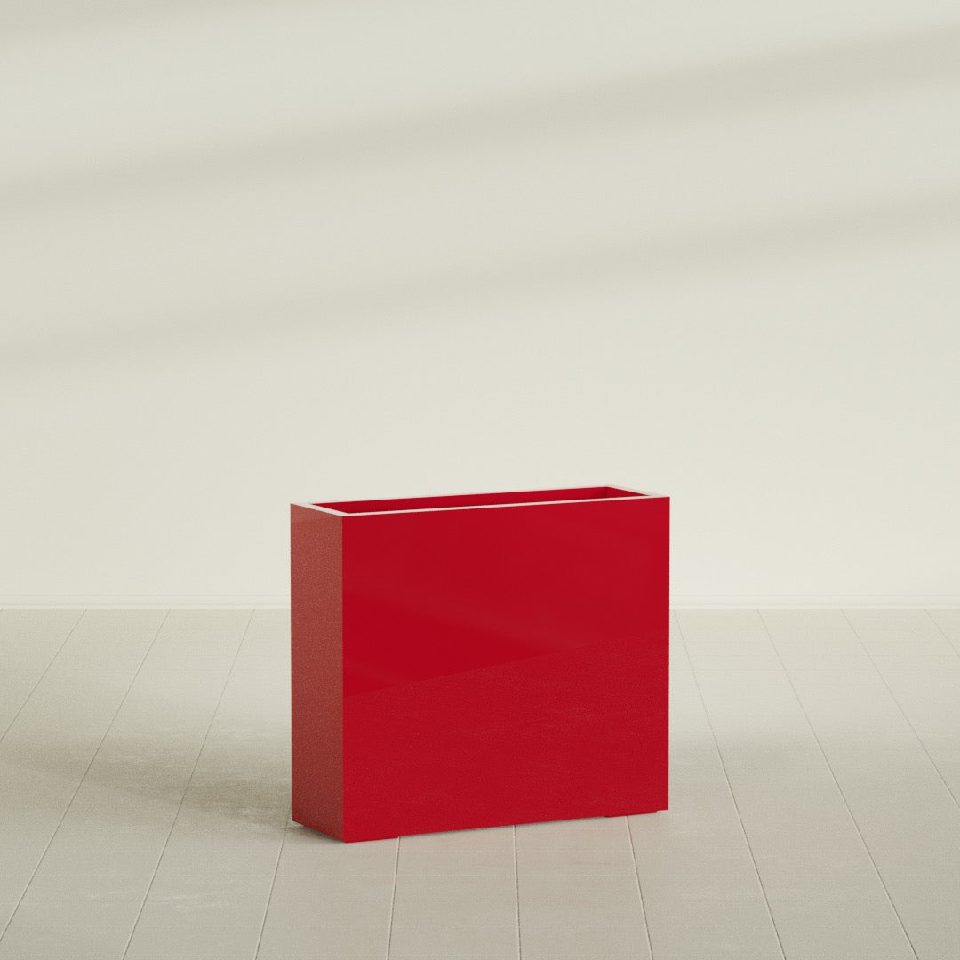 Delray Large Tall Rectangle Fiberglass Planter - 36 in x 12 in x 32 in - Gloss Red - Gloss Red,36 in x 12 in x 32 in