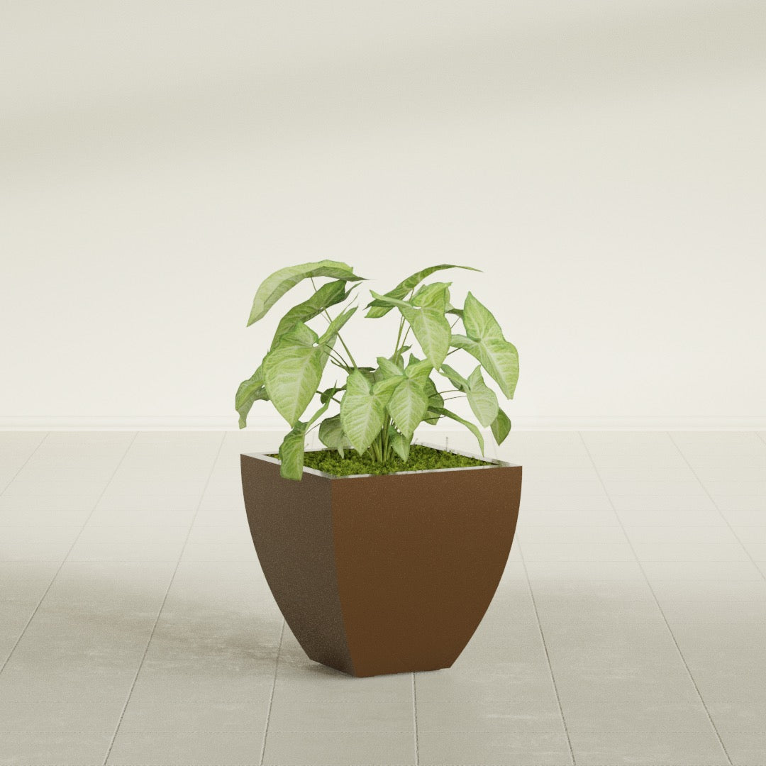 Lima Small Tapered Square Fiberglass Planter - 16 in x 16 in x 16 in - Metallic Bronze - Metallic Bronze,16 in x 16 in x 16 in