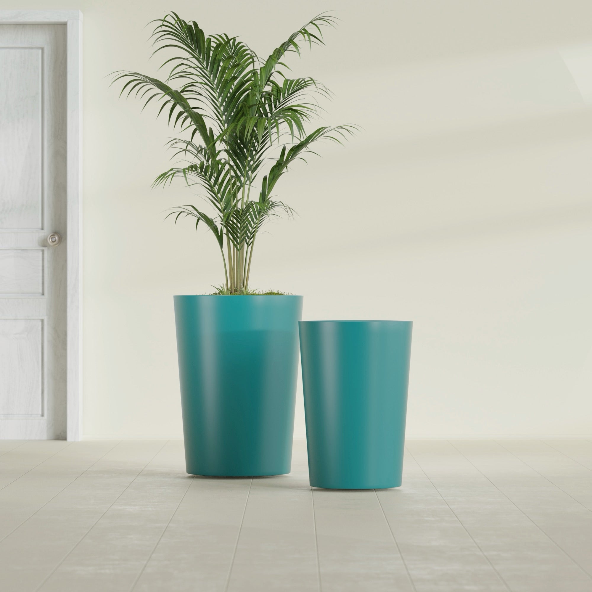 Tegel Large Round Fiberglass Planter - 22 in x 22 in x 30 in - Satin Sea Foam - Satin Sea Foam,22 in x 22 in x 30 in