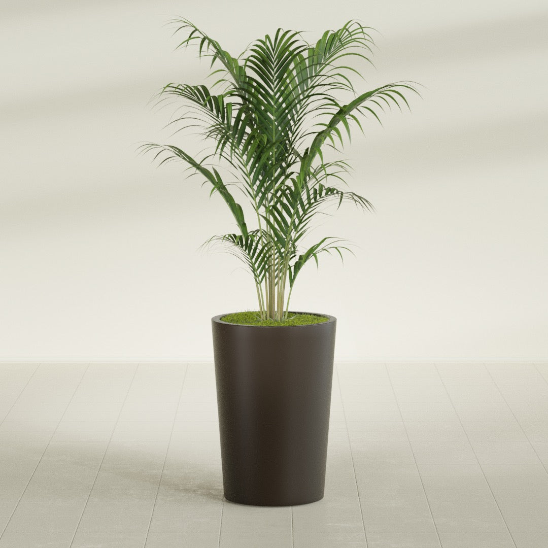 Tegel Medium Round Fiberglass Planter - 18 in x 18 in x 26 in - Matte Brown - Matte Brown,18 in x 18 in x 26 in