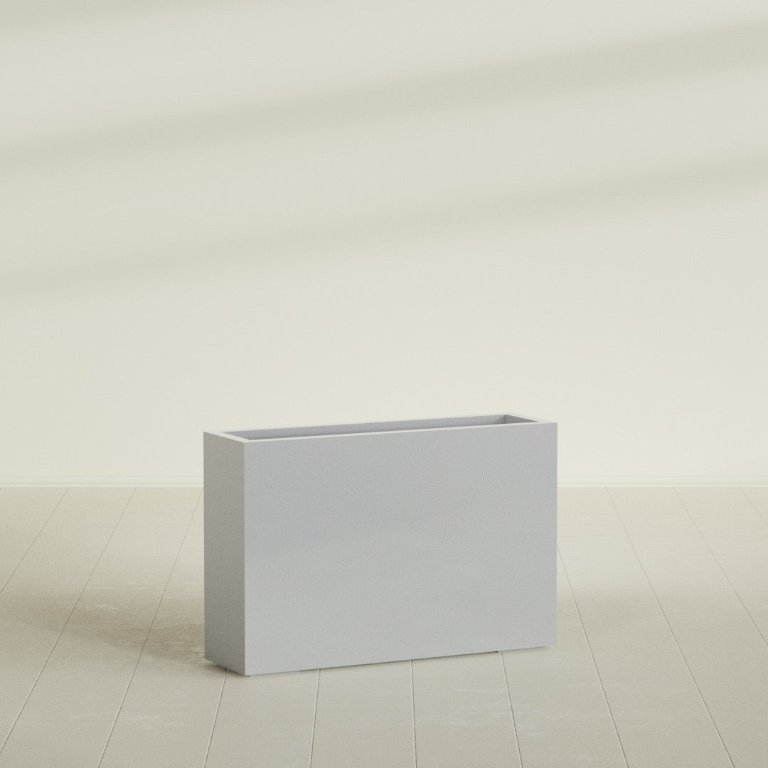 Milano Large Narrow Rectangle Fiberglass Planter - 36 in x 10 in x 24 in - Metallic Silver - Metallic Silver,36 in x 10 in x 24 in