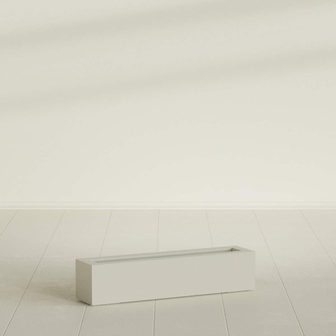 Salon Large Tall Rectangle Fiberglass Planter - 36 in x 8 in x 8 in - Satin Beige - Satin Beige,36 in x 8 in x 8 in