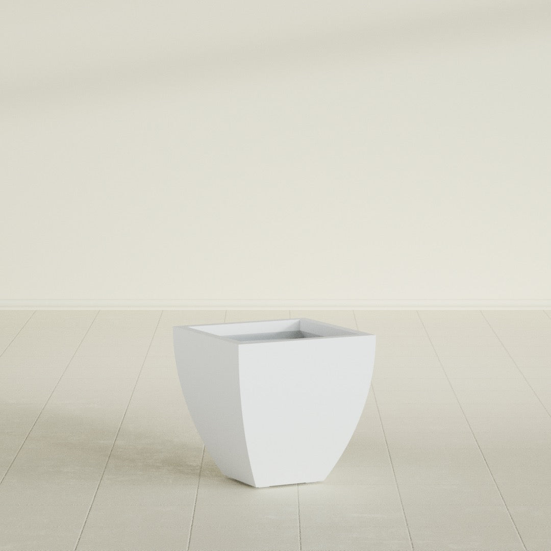 Lima Small Tapered Square Fiberglass Planter - 16 in x 16 in x 16 in - Gloss White - Gloss White,16 in x 16 in x 16 in