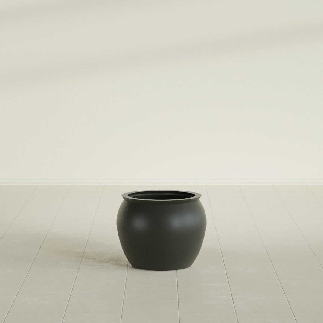 Fishbowl Small Round Fiberglass Planter - 16 in x 16 in x 14 in - Matte Charcoal - Matte Charcoal,16 in x 16 in x 14 in