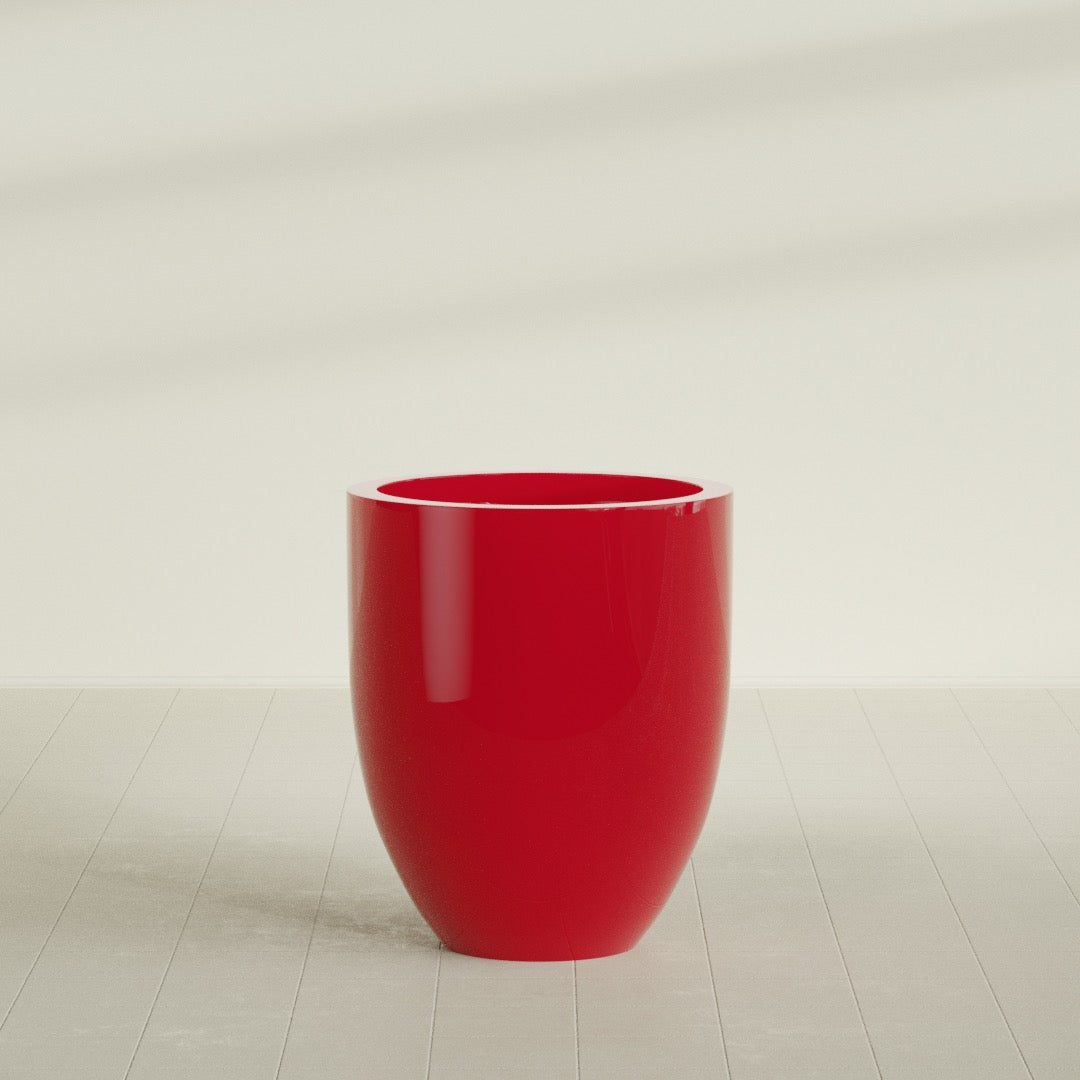 Valencia Large Round Fiberglass Planter - 27 in x 27 in x 31 in - Gloss Red - Gloss Red,27 in x 27 in x 31 in
